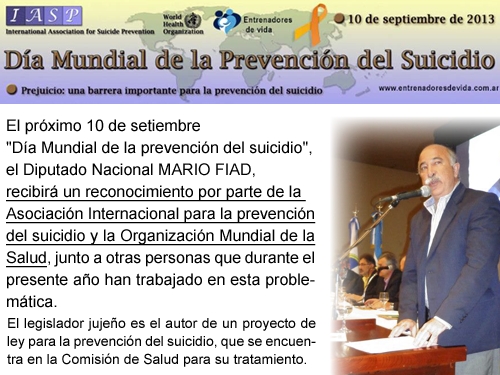 RECONOCIMIENTO A FIAD POR SU LABOR EN LA PREVENCIÓN DEL SUICIDIO