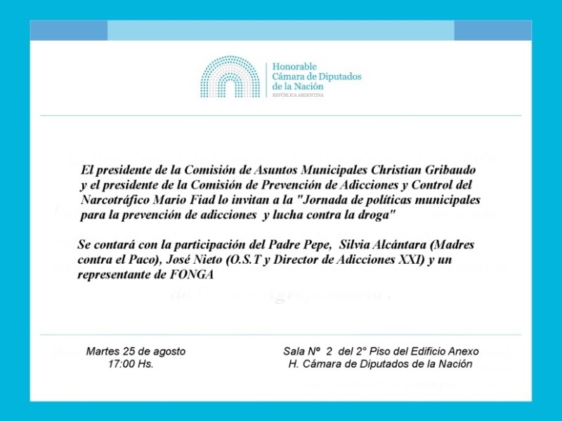 Lucha contra la droga – Jornada de Políticas Municipales para Prevención de Adicciones