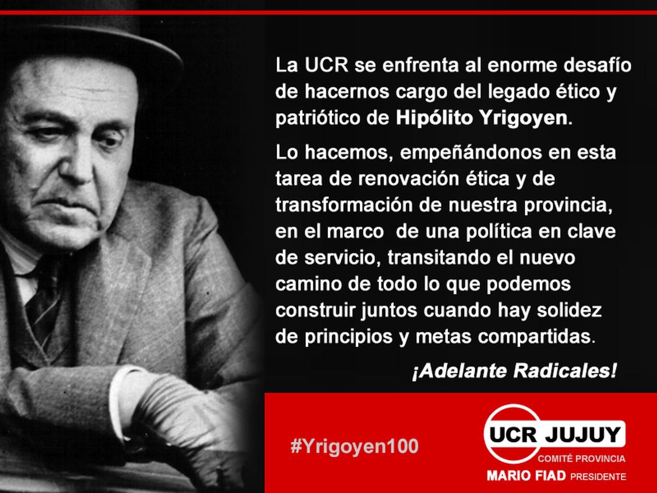 Fiad: “tenemos el desafío de hacernos cargo del legado ético y patriótico de Yrigoyen”